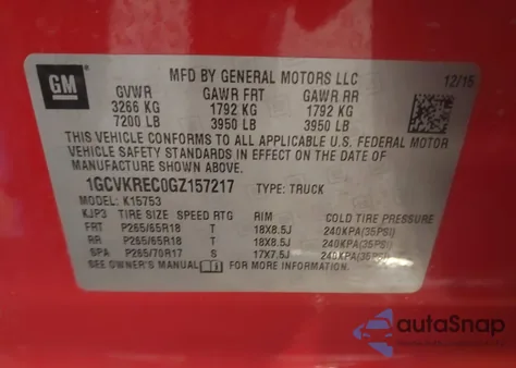 2016 Chevrolet Silverado 1500 1Lt from USA, damaged, VIN 1GCVKREC0GZ157217